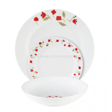 18 Piece Porcelain Tableware Dinner Set , Little Red Flower